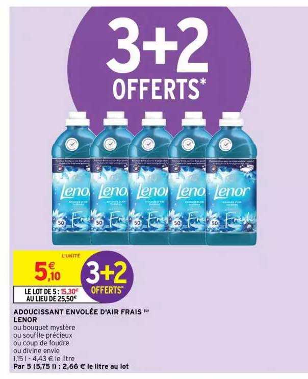 adoucissant envolée d'air frais lenor