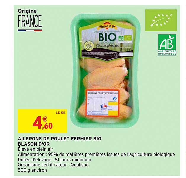 Ailerons De Poulet Fermier Bio Blason D'or