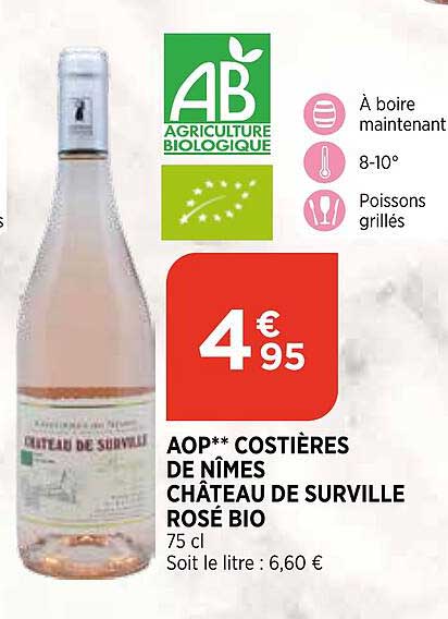 aop costières de nîmes château de surville rosé bio