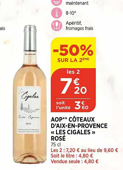 aop côteaux d'aix-en-provence «les cigales» rosé