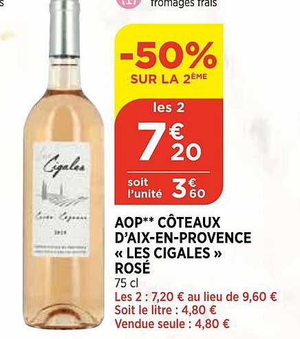 aop côteaux d'aix-en-provence «les cigales» rosé