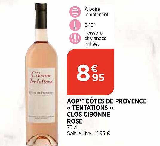 aop côtes de provence «tentations» clos cibonne rosé