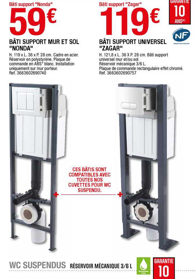 bâti support mur et sol "nonda", bâti support universel "zagar"