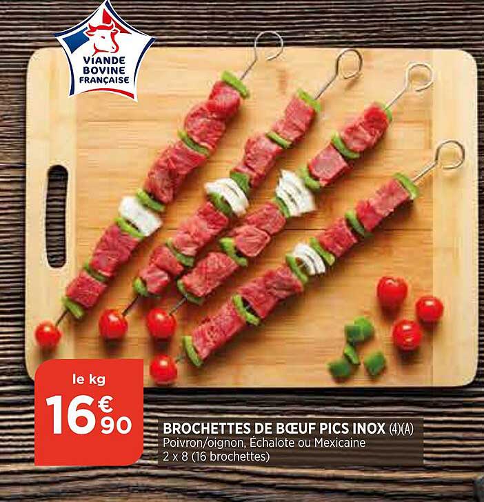 brochettes de bœuf pics inox