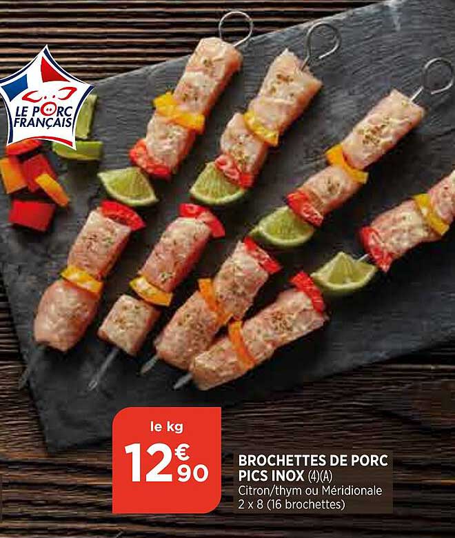 brochettes de porc pics inox