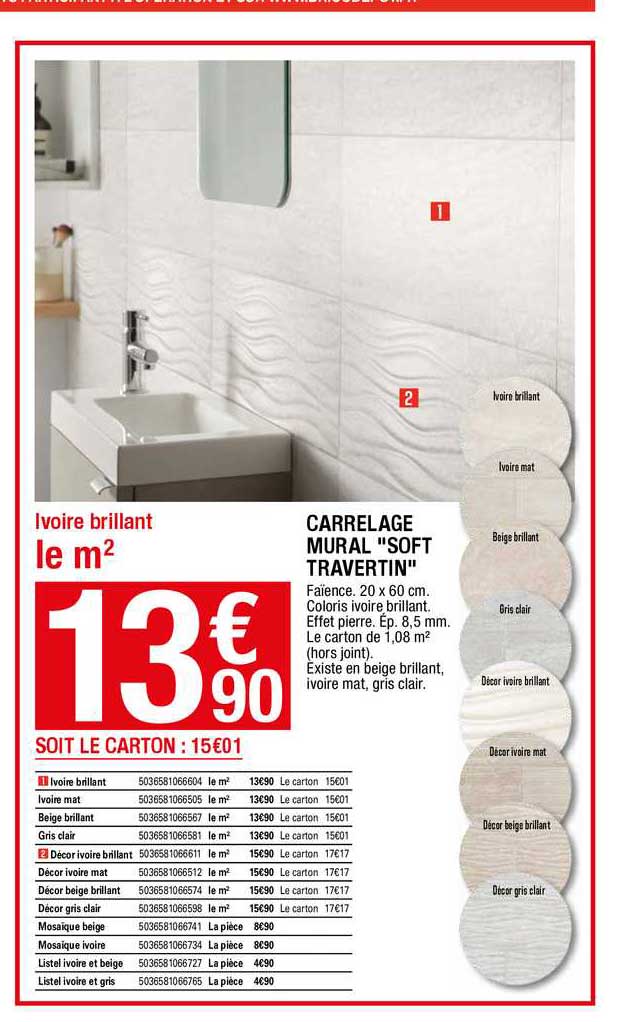 carrelage mural "soft travertin"