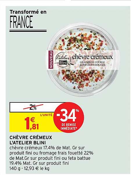 Chèvre Crémeux L'atelier Blini