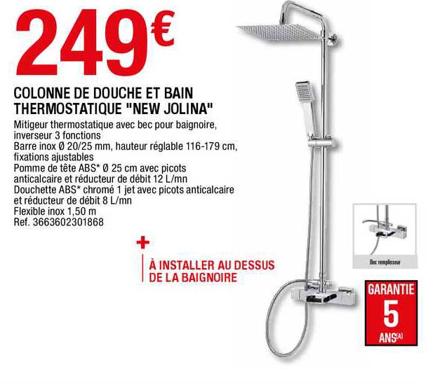 colonne de douche et bain thermostatique "new jolina"