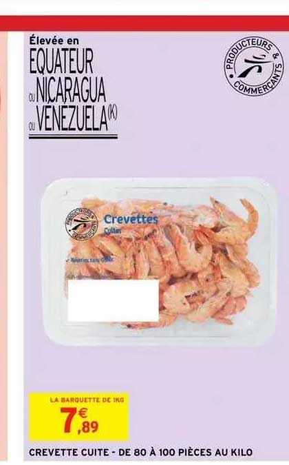 crevette cuite - de 80 à 100 pièces au kilo