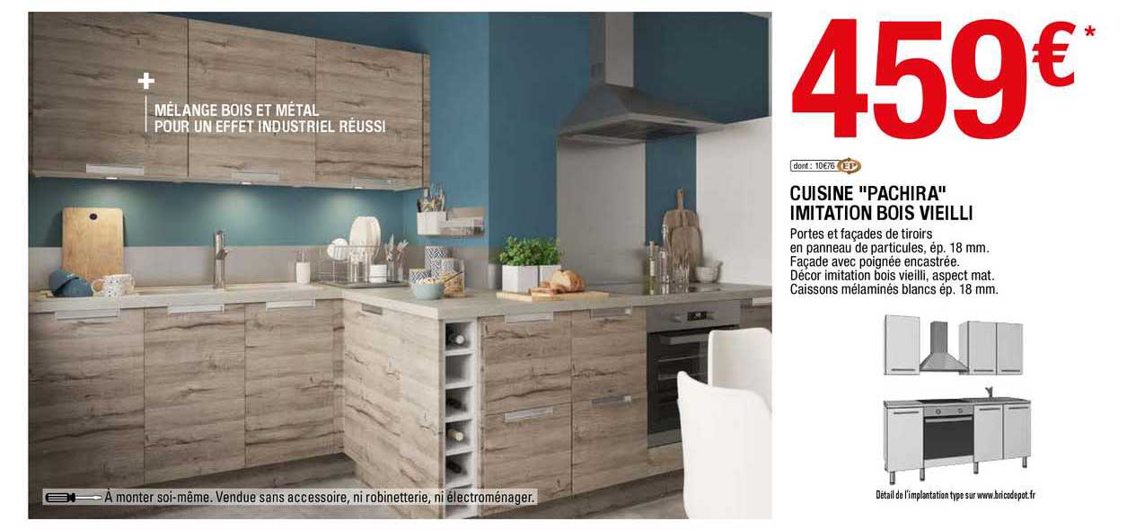 cuisine "pachira" imitation bois vieilli