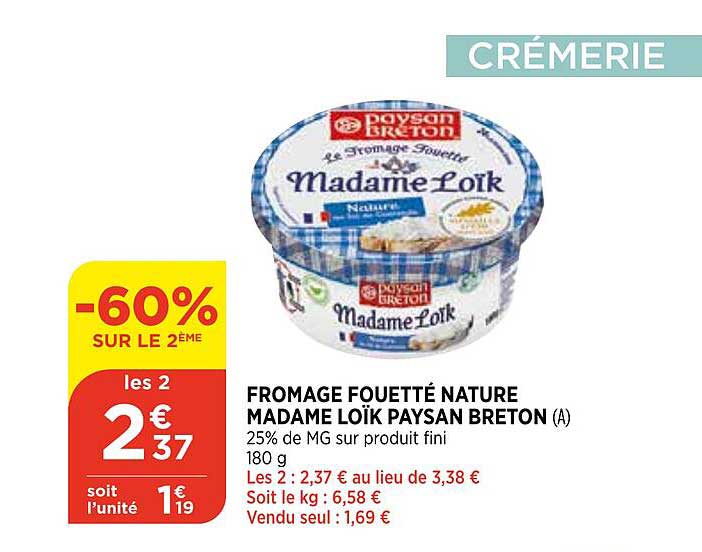 fromage fouetté nature madame loïk paysan breton