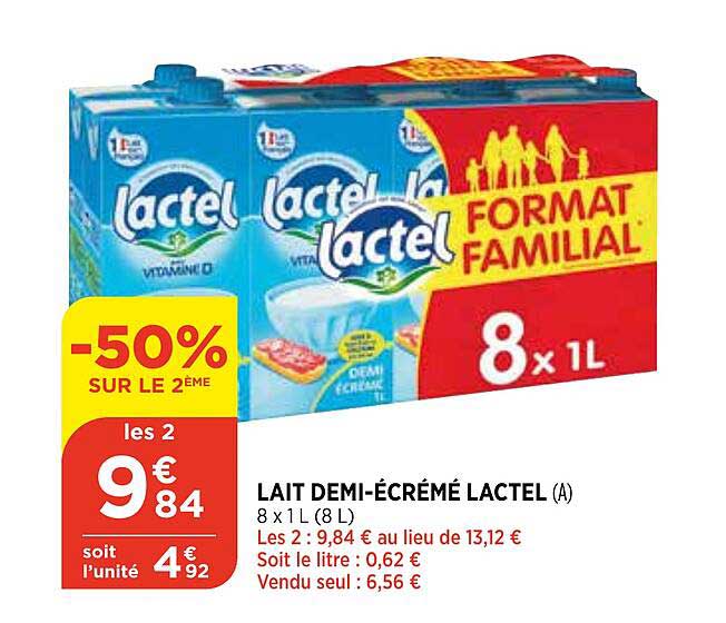 lait demi-écrémé lactel