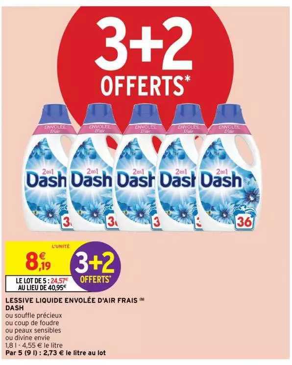 Lessive Liquide Envolée D'air Frais Dash
