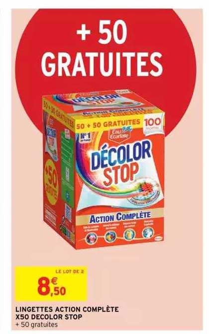 lingettes action complète x50 decolor stop