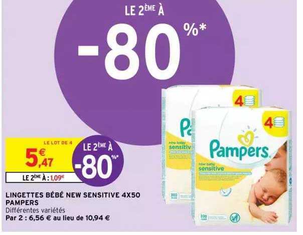 lingettes bébé new sensitive 4 x 50 pampers