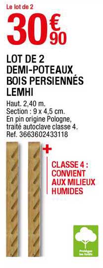 lot de 2 demi-poteaux bois persiennés lemhi