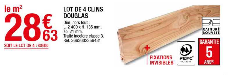 lot de 4 clins douglas