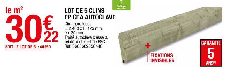 lot de 5 clins epicéa autoclave