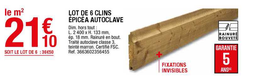 lot de 6 clins épicéa autoclave