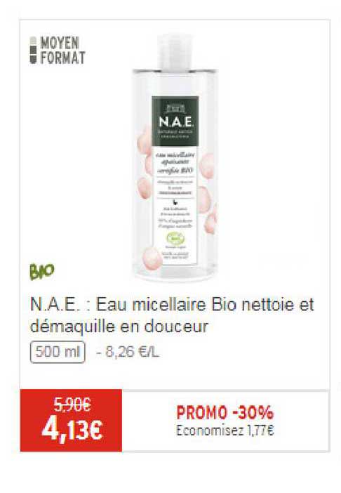 n.a.e. : eau micellaire bio nettoie et démaquille en douceur