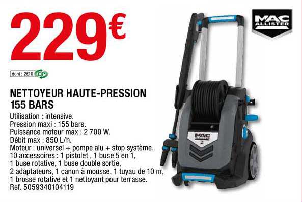 Nettoyeur Haute-pression 155 Bars Mac Allister