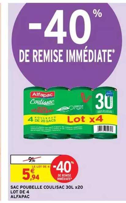 sac poubelle coulisac 30l x20 alfapac