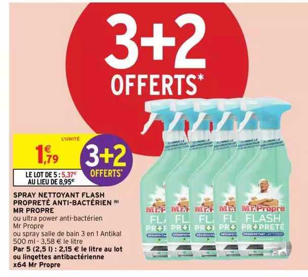 spray nettoyant flash propreté anti-bactérien mr propre