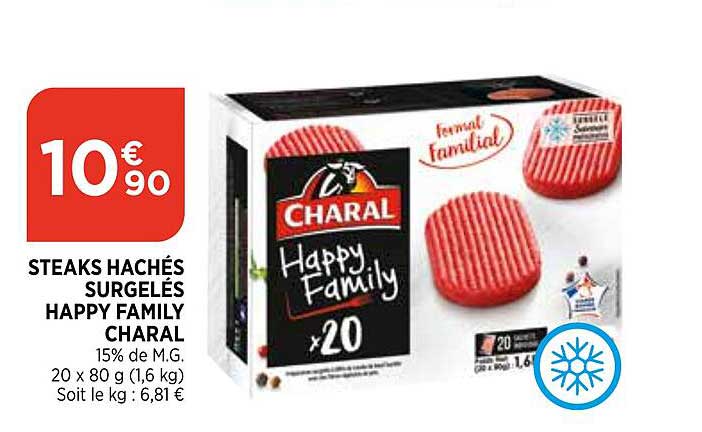 Steaks Hachés Surgelés Happy Family Charal