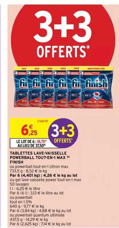 tablettes lave-vaisselle powerball tou-en-1 max finish