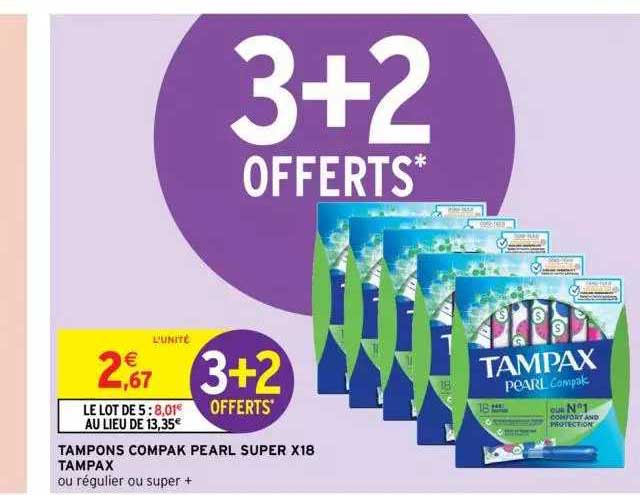 tampons compak pearl super x18 tampax