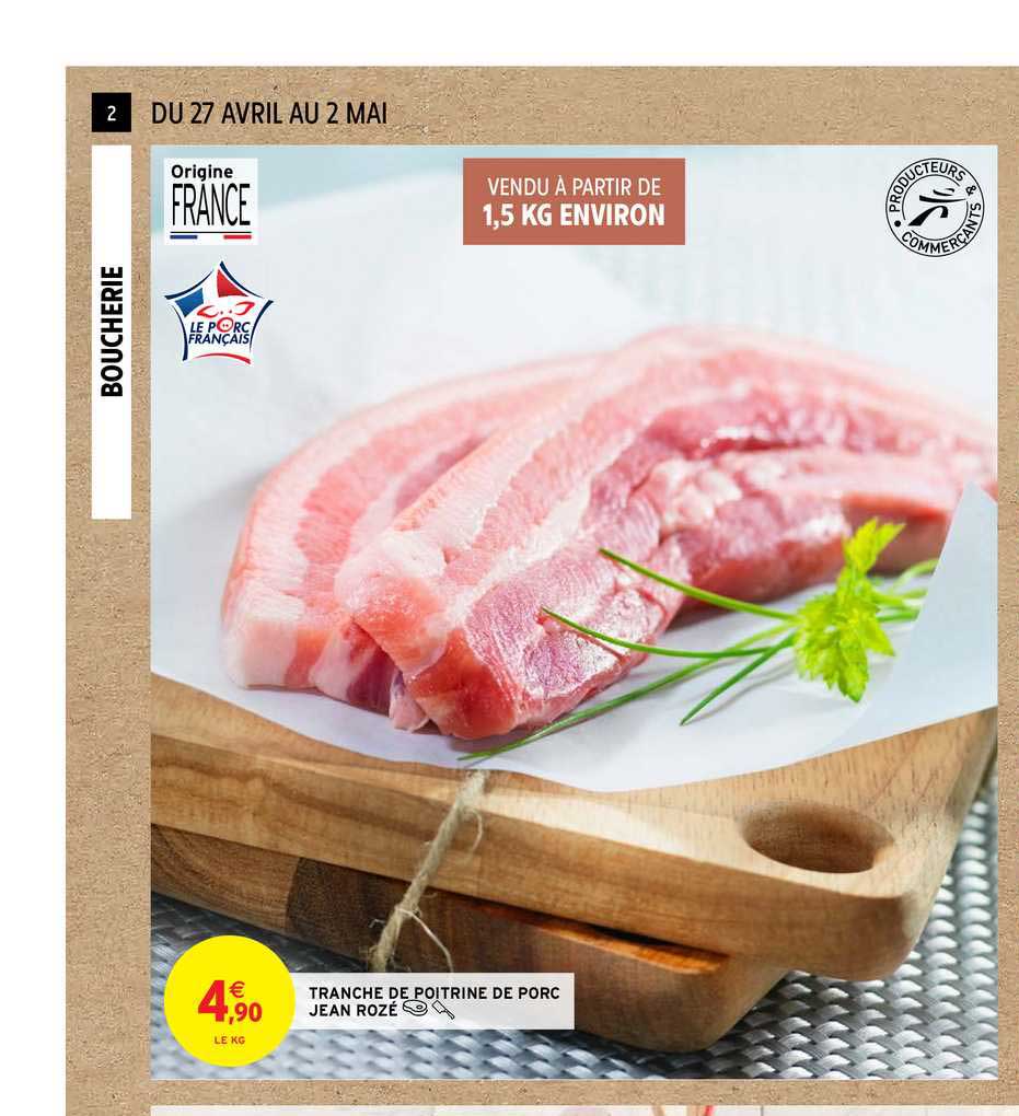 tranches de poitrine de porc jean rozé