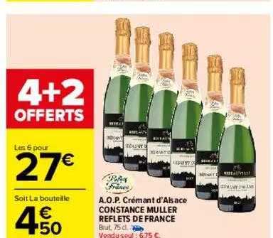 a.o.p. crémant d'alsace constance muller reflets de france 4+2 offerts