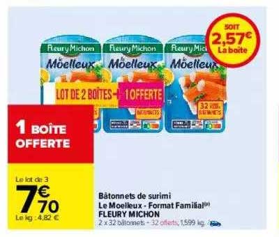 bâtonnets de surimi le moelleux format familial fleury michon