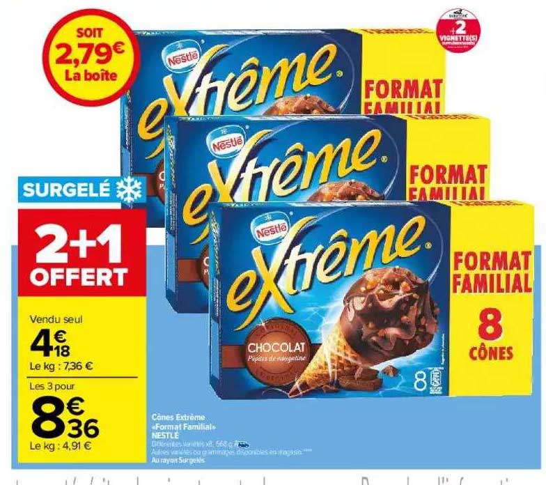 côns extrême format familial nestlé 2+1 offert