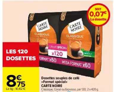 dosettes souples de café format spécial carte noire
