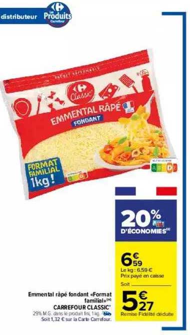 emmental râpé fondant format familial carrefour classic