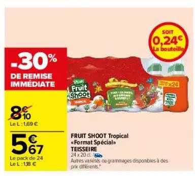 fruits shoot tropical format spécial teisseire -30% remise immédiate