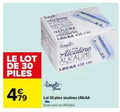 lot 30 piles alcalines lr6 aa simply choice