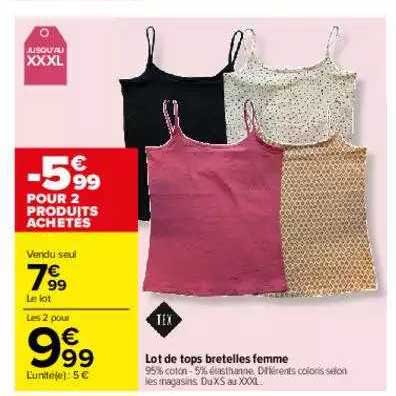 lot de tops bretelles femme tex