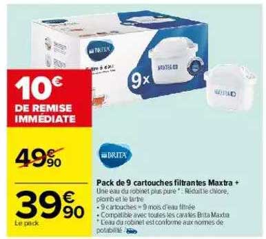 pack de 9 cartouches filtrantes maxtra + brita