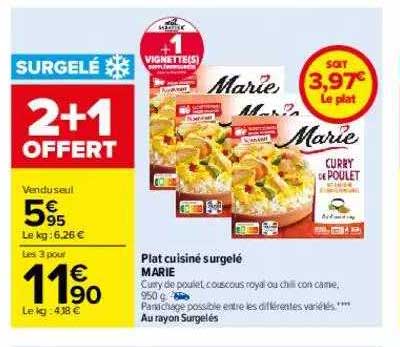 Plat Cuisiné Surgelé Marie 2+1 Offert
