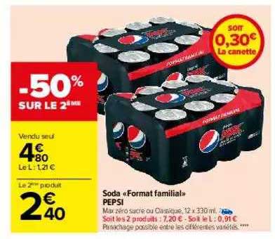 soda format familial pepsi -50% sur le 2ème