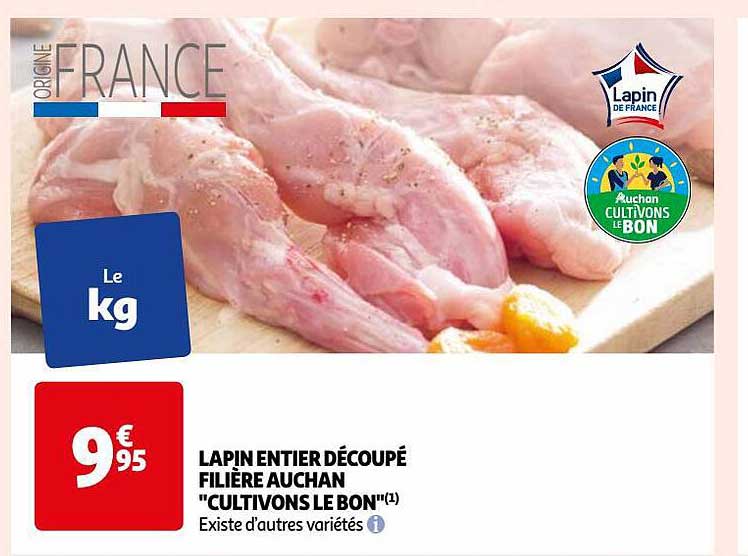 lapin entier découpé filière auchan "cultivons le bon"