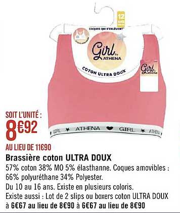 brassière coton ultra doux girl by athena