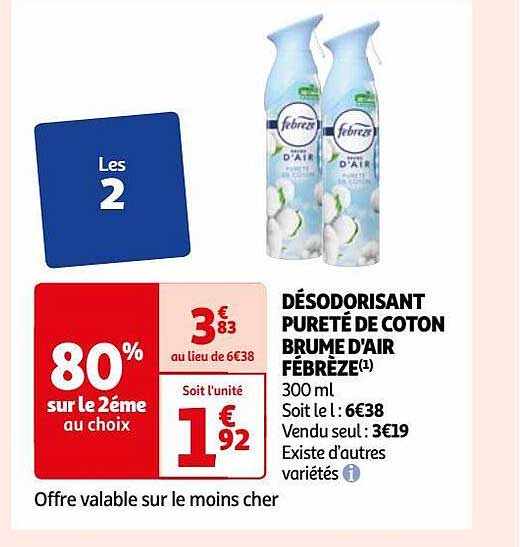 désodorisant pureté de coton brume d'air fébrèze