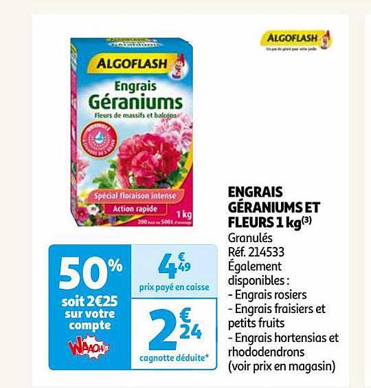 engrais géraniums et fleurs 1 kg algoflash