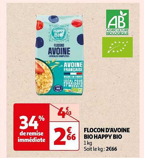 flocon d'avoine bio happy bio