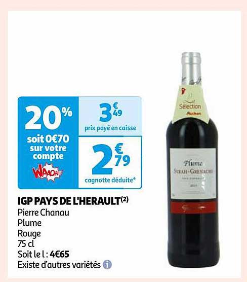 igp pays de l'herault pierre chanau plume rouge