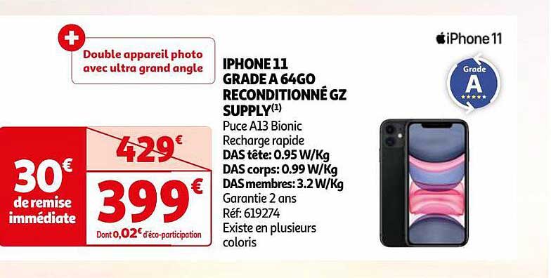 iPhone 11 grade a 64go reconditionné gz supply