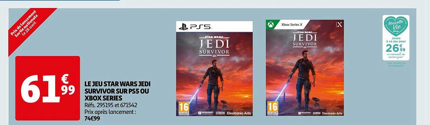 le jeu star wars jedi survivor sur ps5 ou xbox series